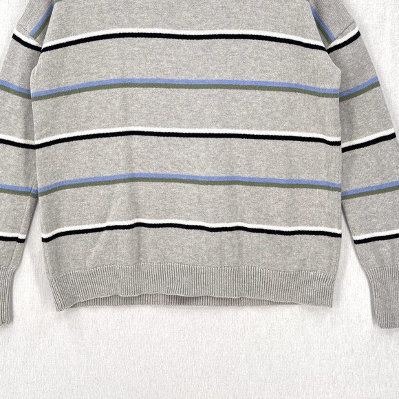 ONE GREY DAY Sweater Women Small Gray Crew Neck Oversized Cotton Pullover Stripe - Picture 5 of 10